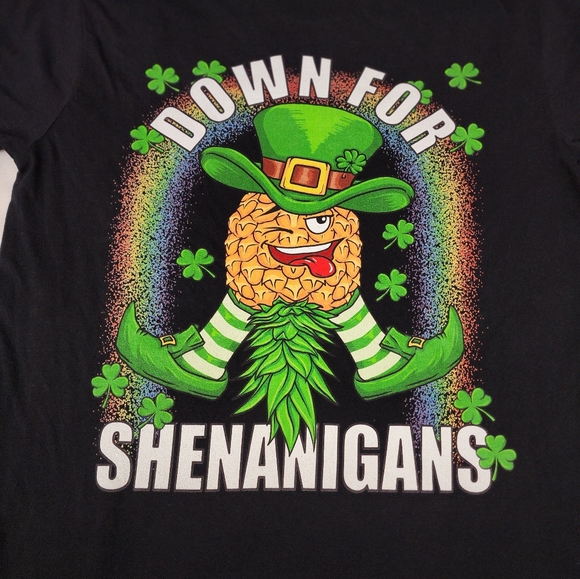 NWT "Down For Shenanigans" Pineapple  Tshirt Unisex Small Black - Picture 1 of 5